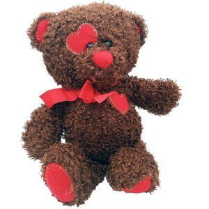Bear Plush Dan Dee Teddy Dark Brown Red Heart Eye Paws 13 In Soft Stuffed Animal
